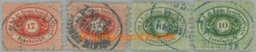 253571 - 1866 DDSG / ANK.1B (2x), 3I (2x); 17Kr red and 10Kr green; w