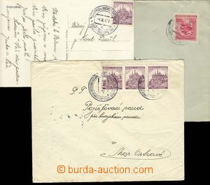 25358 - 1940 3 pcs of entires with postmarks railroad forwarding wit