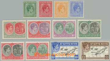 253590 - 1938 SG.68-77f; Jiří VI. a Kolumbus ½P - £1; na 5Sh kř