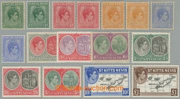 253603 - 1938 SG.68a-77f, George VI. ½P - 1£, low values with color