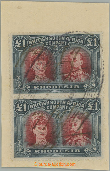 253604 - 1910 SG.166a, pair Double head £1 crimson and slate-black, 