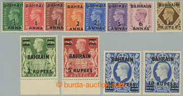 253642 - 1948 SG.51-60a, Jiří VI. přetisky BAHRAIN ½A-10Rp (2 ods