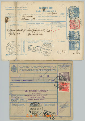 253734 - 1918-1919 celá použitá potvrzenka na telegram (Fedezeti l