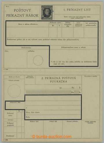 253756 - 1945 CPA2.3B, Hlinka 50h, ruční modrý přetisk ČESKOSLOV