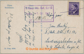 253810 - 1943 PRACOVNÍ POVINNOST V ŘÍŠI / pohlednice Plzně zasla