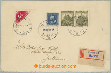 253814 - 1937 Reg letter franked stamp. 2x Kutná Hora 1,60CZK and Co