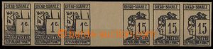 25396 - 1880 facsimile stamp. Mi.6, 7, 6 strip with gutter.