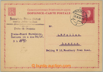 253974 - 1939 CDV44, předběžná čs. dopisnice pro cizinu TGM 1,50