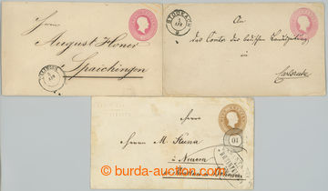 254097 - 1866-1867 3 postal stationery covers with printed stamp at r