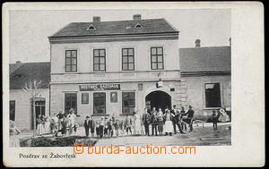 25429 - 1915 ŽABOVŘESKY -  B/W view of pub, long address, Un, slig