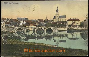 25430 - 1910 Žďár nad Sázavou  overview of town from river, brid