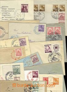 25431 - 1940 15ks poštou prošlých celistvosti s PR14a, 44b, 49b, 
