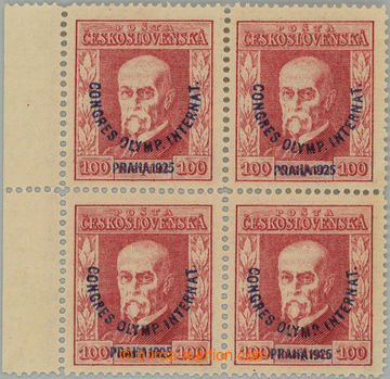 254337 - 1925 Pof.181, Kongres 100h červená, levý krajový 4-blok 