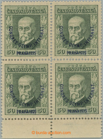 254340 - 1925 Pof.180, Kongres 50h zelená, 4-blok s dolním okrajem 