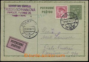 25436 - 1936 CPO2 dofr. zn. 1Kč TGM, DR Praha 26 / 22.VII.36 -17 + 