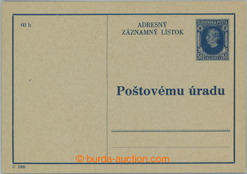 254363 - 1939 CAZ1, recording address card Hlinka 50h blue, unused; g