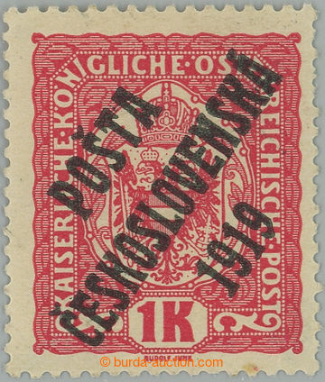 254400 -  Pof.47a, Coat of arms 1 Koruna red, black Opt, type I.; hin