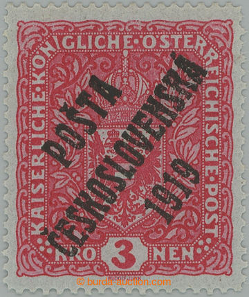 254401 -  Pof.49I, Coat of arms 3 Koruna light red, high size, overpr