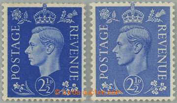 254423 - 1940, 1942 SG.466a, 489a, George VI. 2½d ultramarine and li