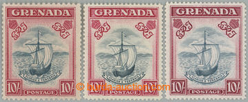 254427 - 1938-1950 SG.163, 163a, 163f, Znak kolonie 10Sh, sestava 3 k