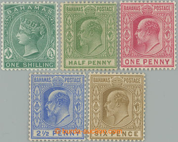 254463 - 1898-1911 SG.44a, 71-74, Victoria 1Sh blue-green + set Edwar