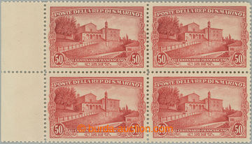 254474 - 1928 Mi.141, Monastery 50c red, marginal block-of-4; XF, c.v