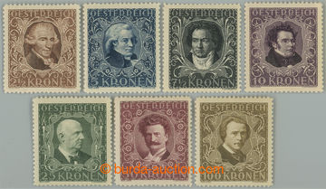 254506 - 1922 Mi.418A-424A, Composers 2½Kr - 100Kr; complete basic s