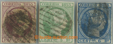 254553 - 1853 Mi.18, 20, 21, Isabela II. 12Cs, 5R and 6R; fine classi