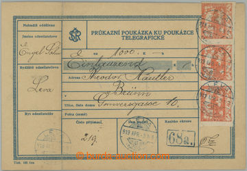 254594 - 1919 FORMULÁŘ / celá peněžní poukázka telegrafická s