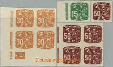 254645 - 1945 Pof.NV25, 28, 30 production flaw, Newspaper stamps 15h,