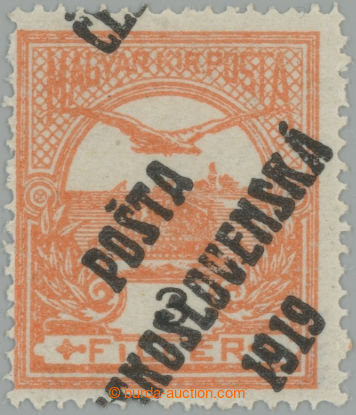 254655 -  Pof.91, 3f orange, IV. type, off center overprint; hinged, 