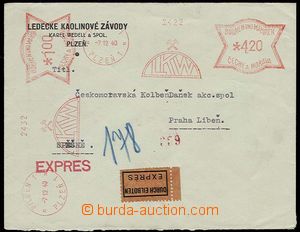 25470 - 1940 Ex letter franked double meter stmp (4,20 + 1 Koruna) P