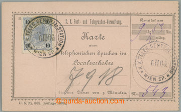 254716 - 1890 ANK.54, FJ I. 10Kr jako frankatura na telefonní kartě