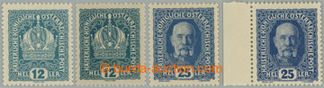 254729 - 1916 POSTAGE STAMPS / MALÝ ZNAK / Pof.189a,b, 192a,b; Franz
