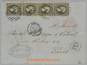 254768 - 1852 letter to Paris with Mi.1, Prifix 1, William III. 10C, 