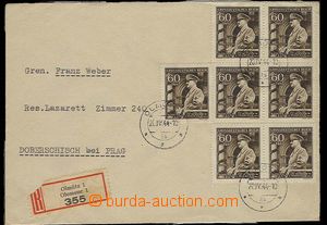 25480 - 1944 R dopis vyfrank. známkami 7x 60h, Pof.116 7x, DR Olmü