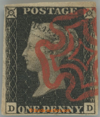 254803 - 1840 SG.1, PENNY BLACK intense black, písmena D-D; krásný