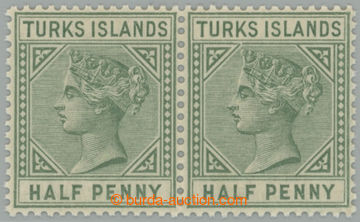 254818 - 1885 SG.53, 53b, pair Victoria ½P blue green, at right soug