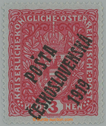 254833 -  Pof.49I, Coat of arms 3 Koruna light red, high size, overpr