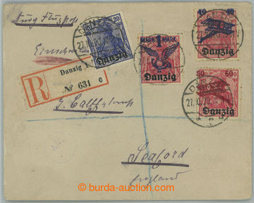 254854 - 1920 Airmail reg letter addressed to Great Britain, franked 