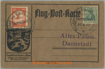 254953 - 1912 preprinted brown air-mail card franked with airmail sta