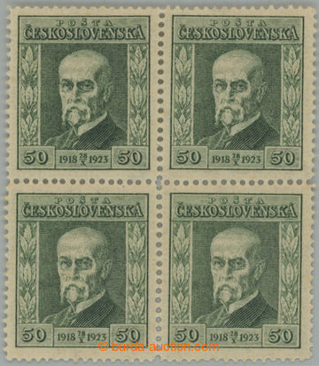 254964 - 1923 Pof.176 P7, Jubilee 50h green, block of four with wmk P
