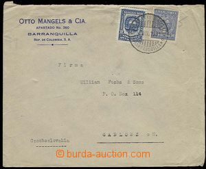 25497 - 1931 letter to Czechoslovakia, on reverse label air-mail com