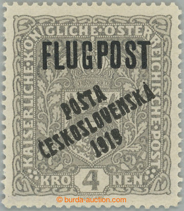 254981 -  Pof.54II, Air FLUGPOST 4 Koruna grey / black, overprint typ