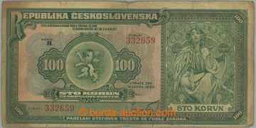 254989 - 1920 Ba.16a, 100Kč 1920, série H; bez prodření či natr