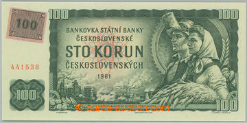 254996 - 1993 Ba.CZ1Ab1, 100Kčs 1961 s nalepeným kolkem, II. vydán