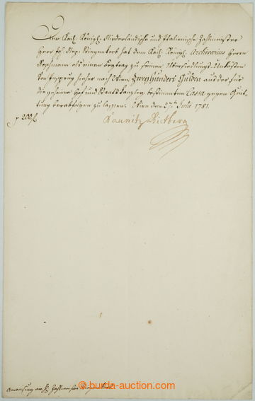 255030 - 1781 VÁCLAV ANTONÍN Z KOUNIC-RIETBERGU (1711-1794), moravs