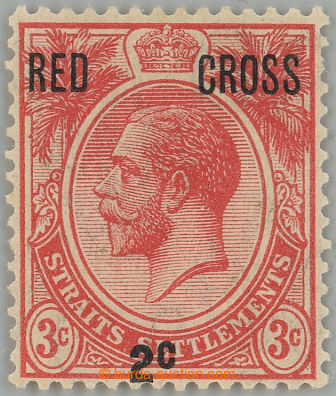 255109 - 1917 SG.216a, Jiří V. 3c+2c červená, přítisk RED CROSS