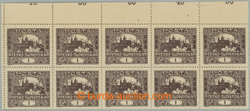 255115 -  Pof.1C, 1h brown, blk-of-10 with upper margin from plate 2 