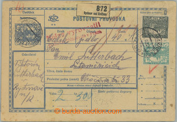 255195 - 1920 CPP1A, Hradčany 10h modrá, celá balíková průvodka